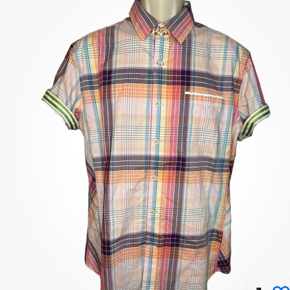 Robert Graham X Men's Large Short Sleeve Button Front Shirt Tailored Fit
